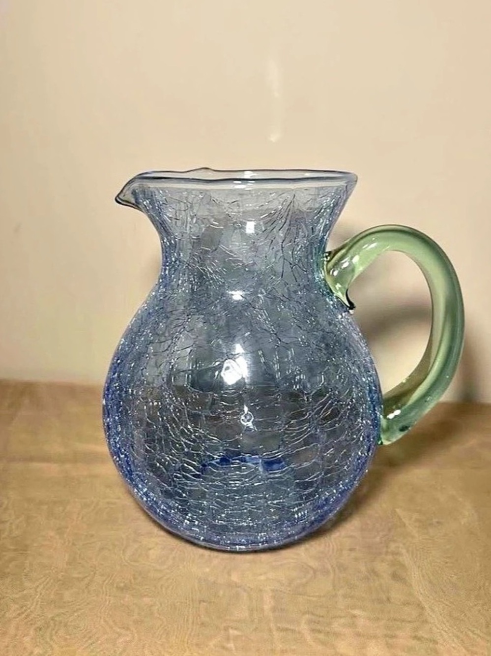 Crackle glass pitcher